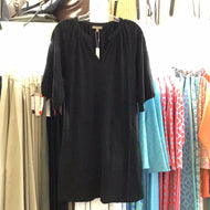 3/4 Sleeve Split Neck Dress in Black by Lilla P