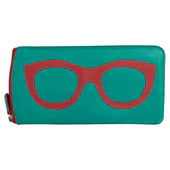 Eyeglass Case With Eyeglass Design Aqua/Red