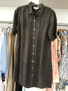 Washable Silk Shirt Dress in Charcoal by Way